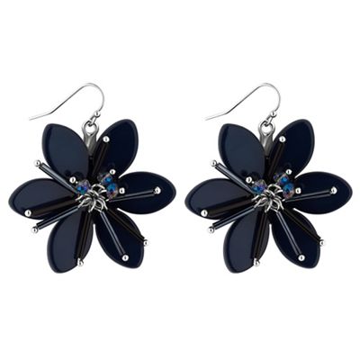 Designer blue crystal flower earring